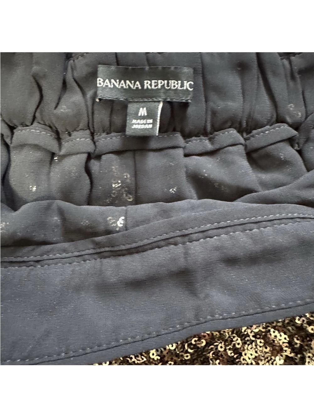 BANANA REPUBLIC Sequin Pants Medium Wide Leg High Waist Gold Black Party Club - Picture 5 of 9